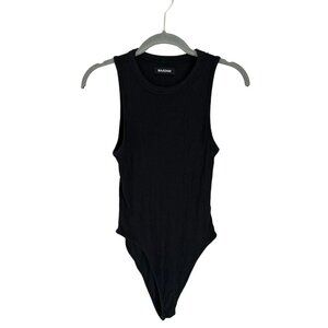 NADAM Bodysuit Knitted Modal Cashmere Black Crewneck Fitted Size XSmall